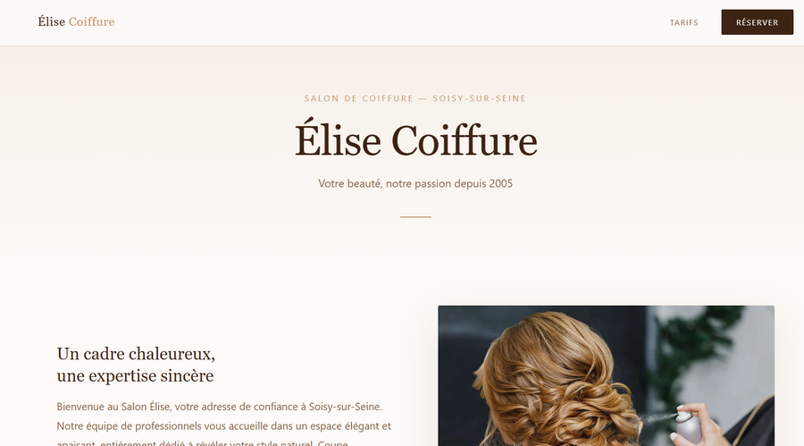 Site vitrine coiffeur avec prise de rendez-vous en ligne